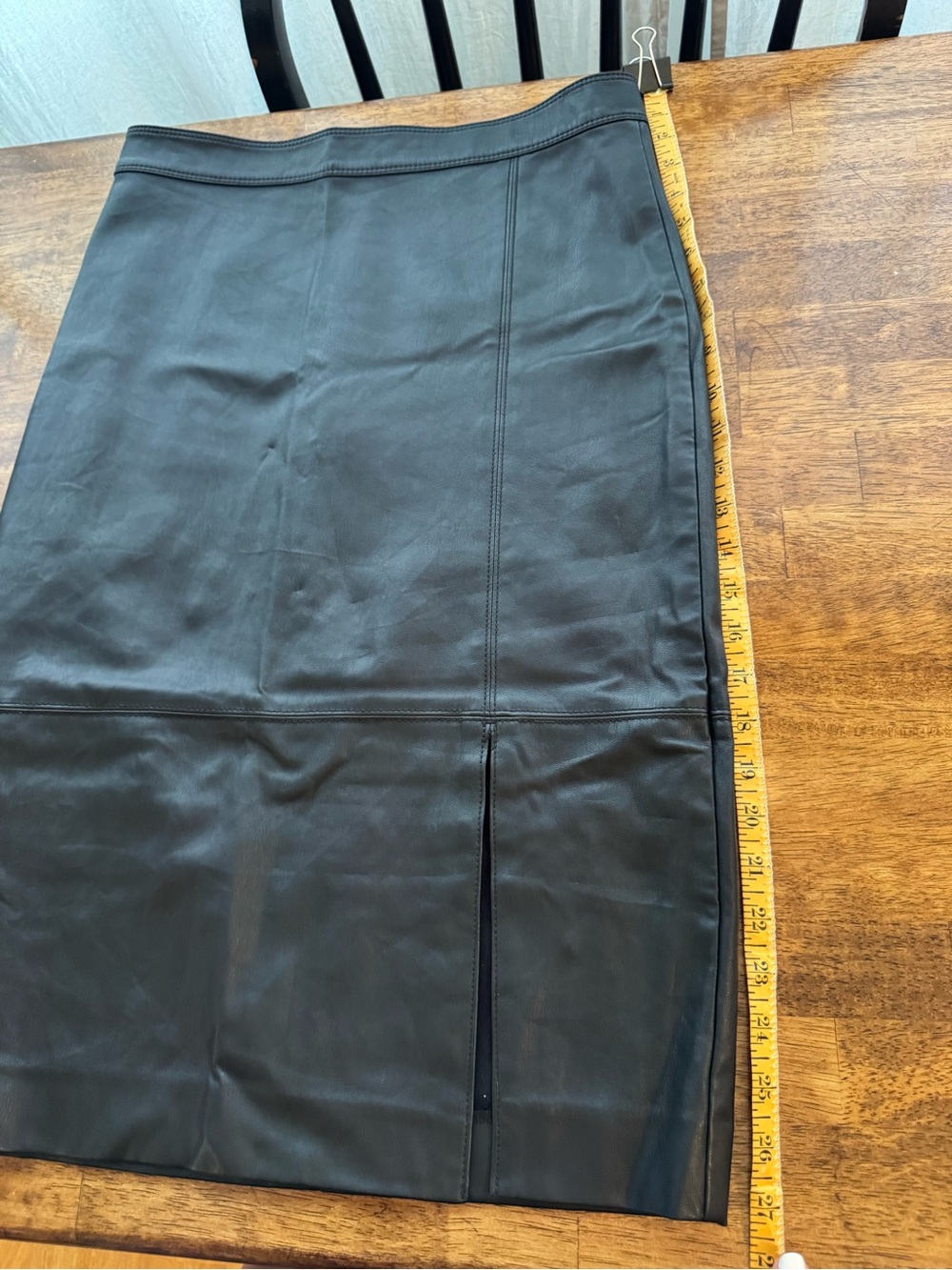 Ann Taylor Black Faux Leather Midi Pencil Skirt - Picture 7 of 7